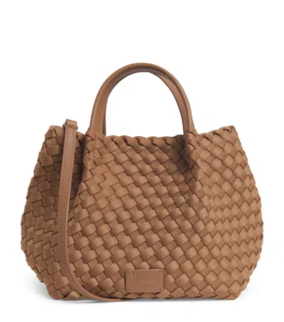Harrods Mini Neoprene Woven Tote Bag In Brown