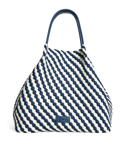Harrods Neoprene Woven East-west Tote Bag In Black