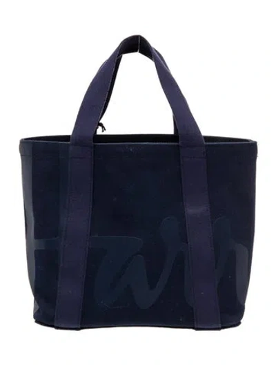 Pre-owned Harrods Of London Canvas Top Handle Bag In Blue