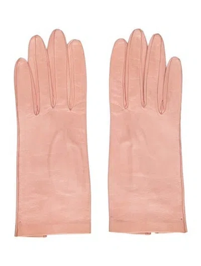 Pre-owned Harrods Of London Leather Winter Gloves In Neutral