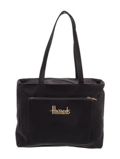 Pre-owned Harrods Of London Nylon Tote In Black