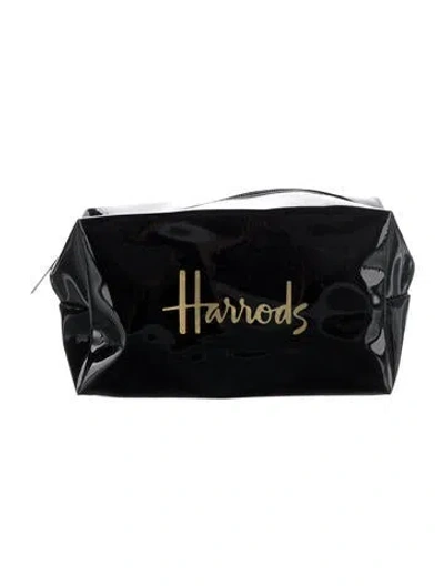 Pre-owned Harrods Of London Printed Cosmetic Bag In Black/metallic