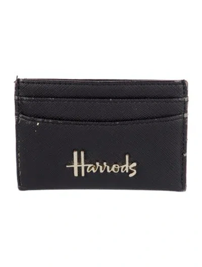 Pre-owned Harrods Of London Saffiano Leather Graphic Print Card Holder In Black