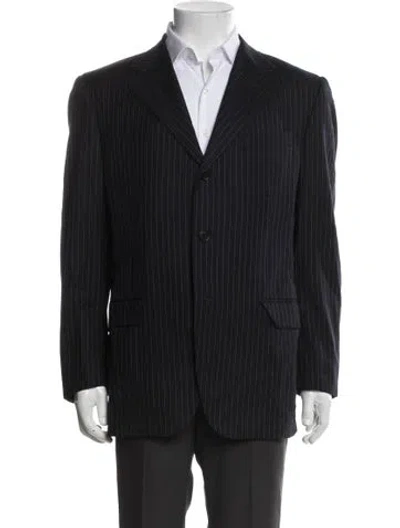 Pre-owned Harrods Of London Wool Striped Blazer In Black