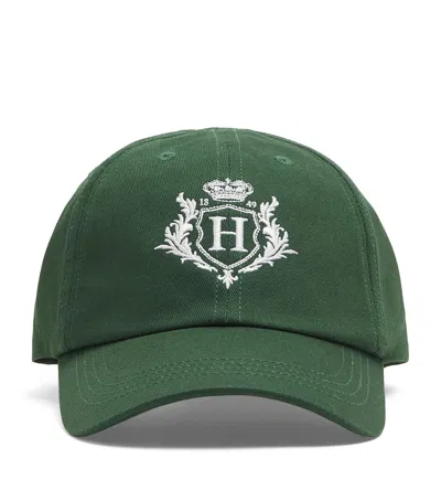 Harrods Kids'  Organic Cotton Crest Baseball Cap In Green
