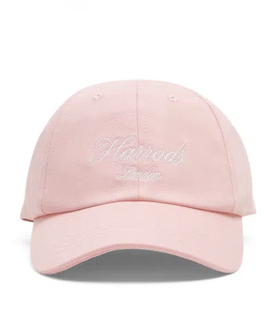 Harrods Kids'  Organic Cotton Logo Baseball Cap In Pink