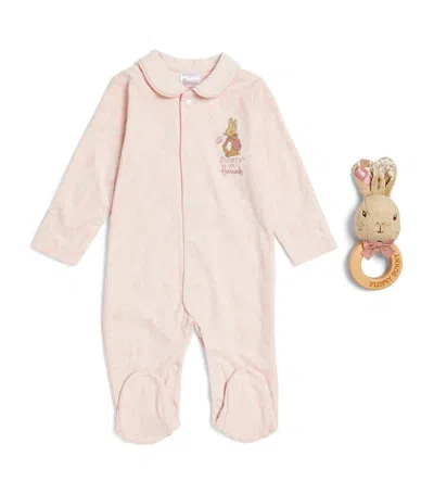 Harrods Peter Rabbit Sleepsuit And Rattle Set In Pink