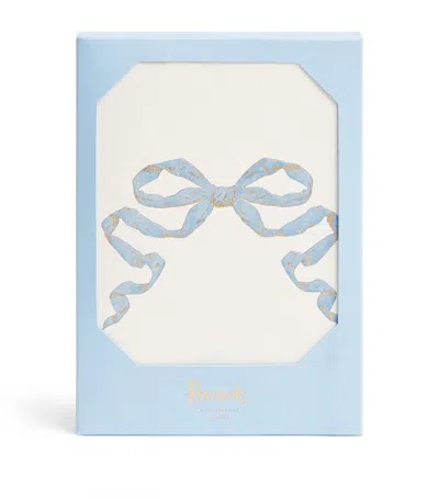 Harrods Pink Bow Cards In Blue