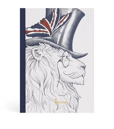Harrods Plain Lion A5 Notebook In Blue