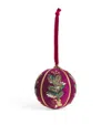 HARRODS PURPLE VELVET EMBROIDERED BAUBLE