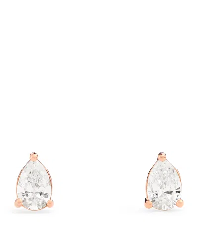 Harrods Rose Gold And Diamond Pear Stud Earrings