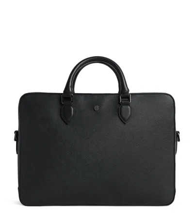 Harrods Saffiano Leather Briefcase In Black