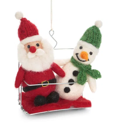 Harrods Santa & Snowman Chair Lift Tree Decoration In Multi
