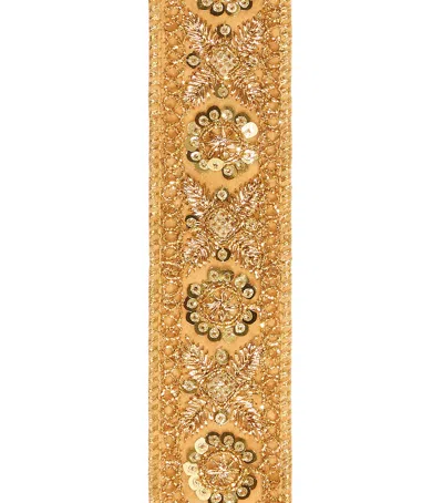 Harrods Sequined Leaf-trim Ribbon In Gold