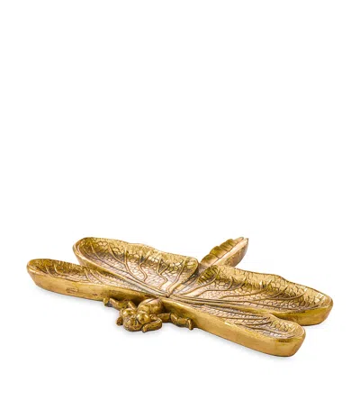 Harrods Set Of 2 Dragonfly Trays In Gold