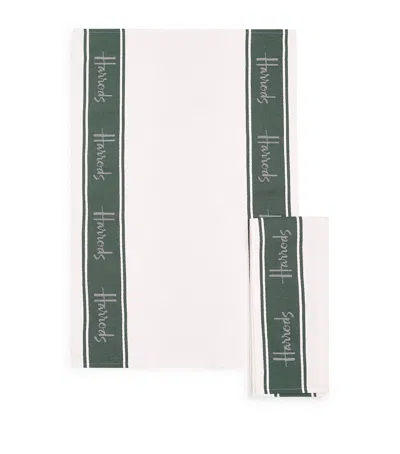 Harrods Set Of 2 Organic Cotton Tea Towels In Green