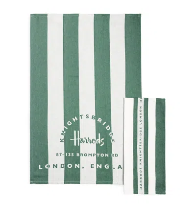 Harrods Set Of 2 Stripe Tea Towels