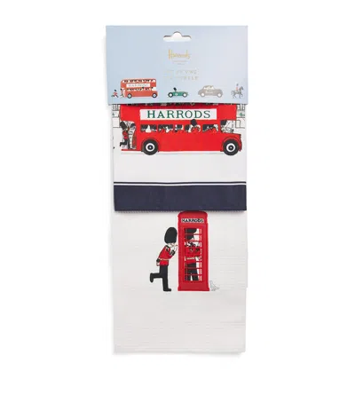 Harrods Set Of 2 Tea Towels In Red