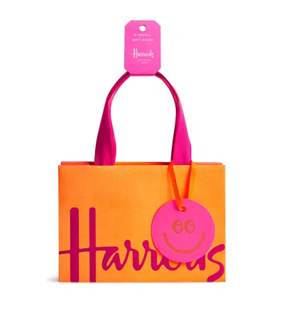 Harrods Set Of 3 Small Logo Gift Bags In Pink