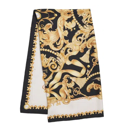 Harrods Silk Baroque Print Scarf In Black