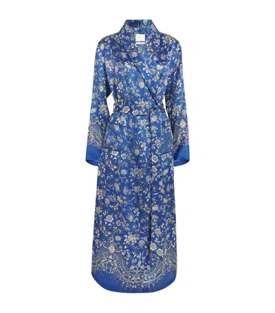 Harrods Silk Butterfly Robe In Blue