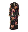 Harrods Silk Floral Print Robe In Black