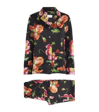 Harrods Silk Floral Pyjama Set In Black