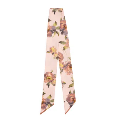 Harrods Silk Floral Scarf In Pink