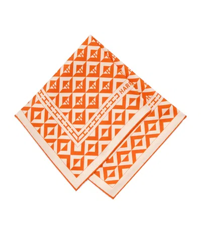 Harrods Silk Geometric Print Scarf In Orange