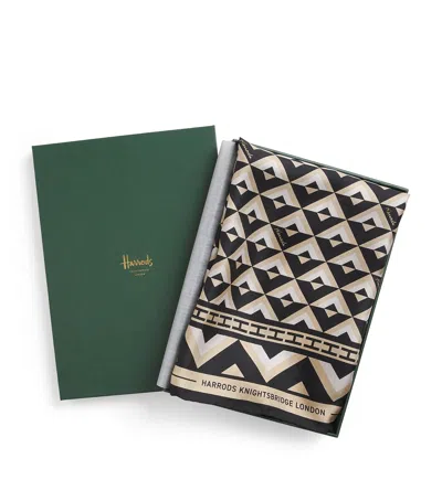 Harrods Silk Geometric Print Square Scarf In Pink