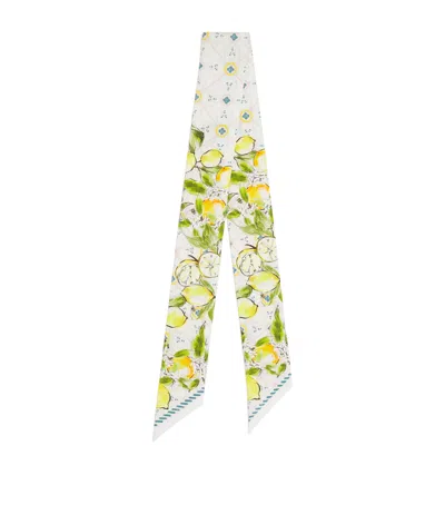 Harrods Silk High Summer Twilly Scarf In White