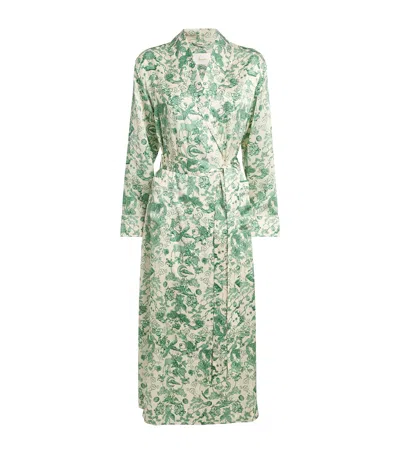 Harrods Silk Menagerie Print Robe In Green