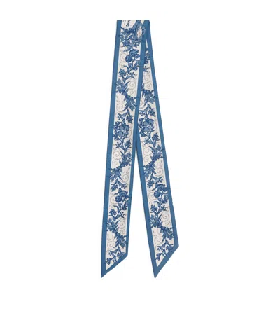 Harrods Silk Menagerie Print Scarf In Blue