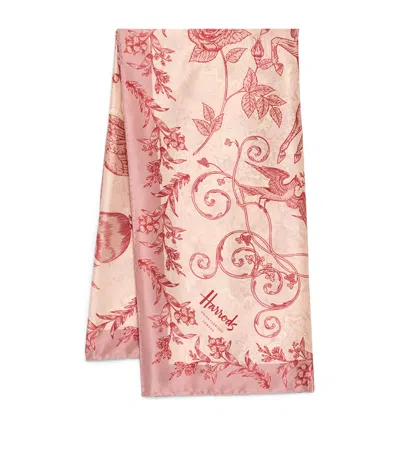 Harrods Silk Menagerie Print Scarf In Pink