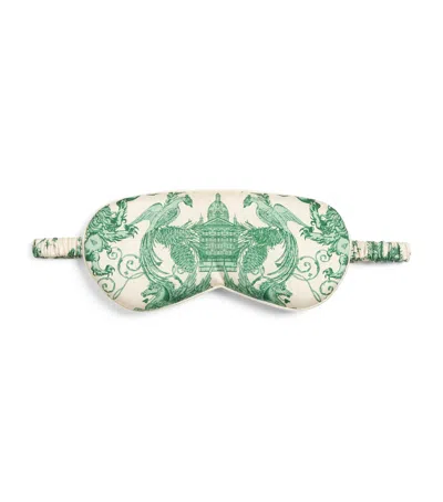 Harrods Silk Menagerie Print Sleep Mask In Green