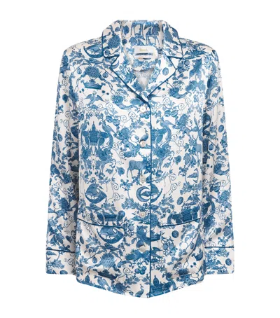 Harrods Silk Menagerie Pyjama Set In Blue