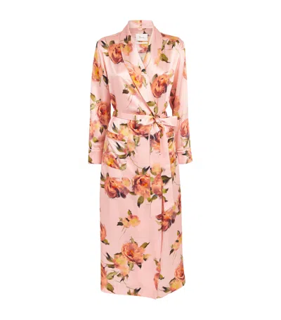 Harrods Silk Midnight Rose Night Robe In Pink