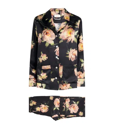 Harrods Silk Midnight Rose Pyjama Set In Beige