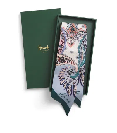 Harrods Silk Paisley Print Scarf
