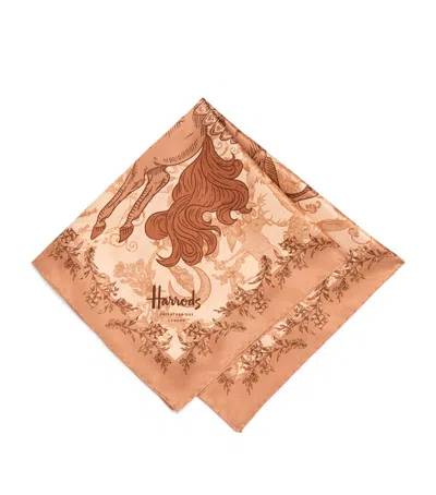 Harrods Silk Pegasus Print Scarf In Ivory