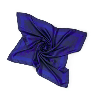 Harrods Silk Shadow Floral Scarf In Blue