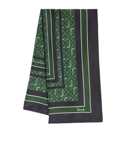 Harrods Silk Shoreditch Scarf In Green