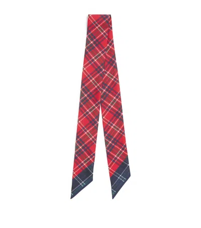 Harrods Silk Tartan Scarf In Blue