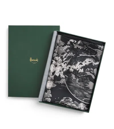 Harrods Silk Toile De Jouy Scarf In Black