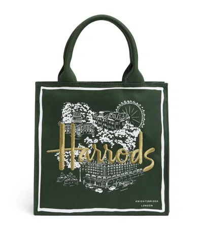 Harrods Small City Stories Tote Bag In Green