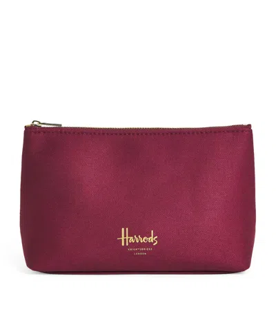 Harrods Small Cotton Logo Cosmetics Bag In Burgundy
