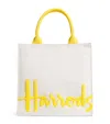 Harrods Small Cotton Logo Tote Bag In Ivory