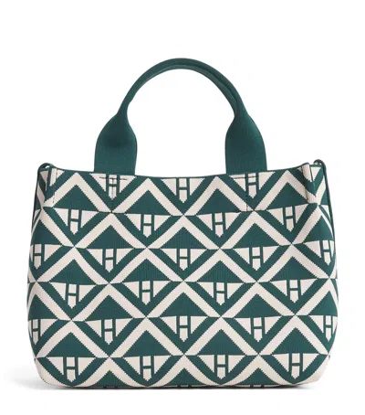 Harrods Small Geometric Tote Bag In Green