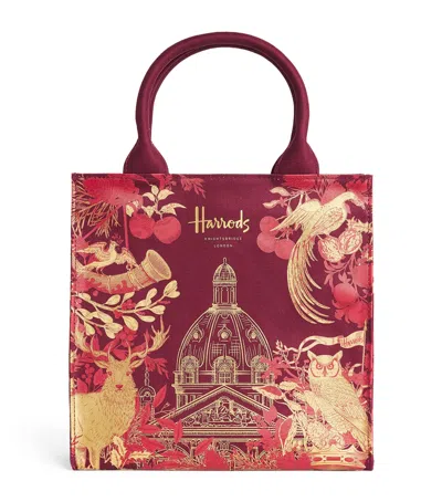 Harrods Small House Of  Tote Bag In Burgundy