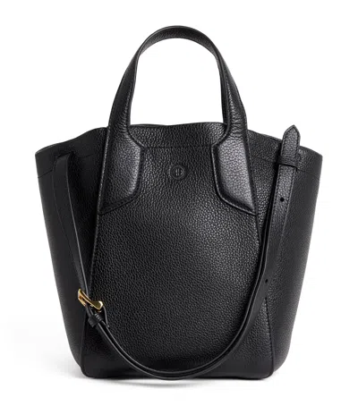 Harrods Small Leather Freya Tote Bag In Black